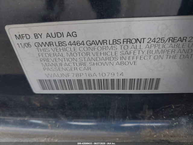 2006 AUDI A3 WAUNF78P16A107914 Photo 8