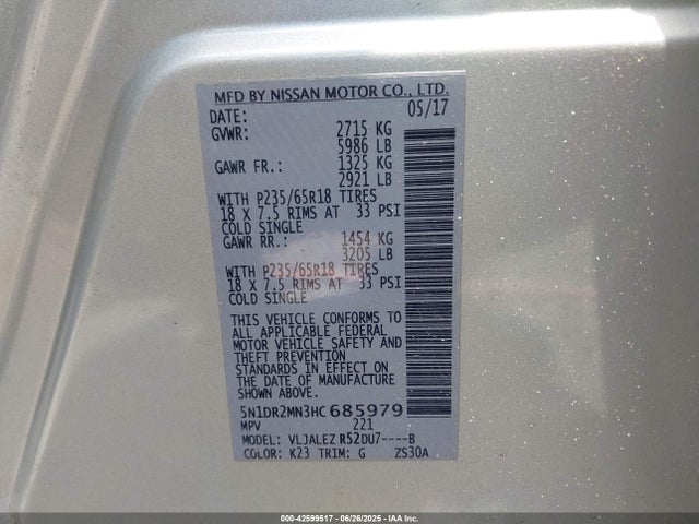5N1DR2MN3HC685979 Nissan 2017