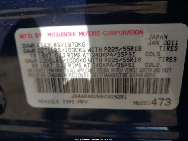 2011 MITSUBISHI OUTLANDER SPORT JA4AR4AU6BZ009281 Photo 8