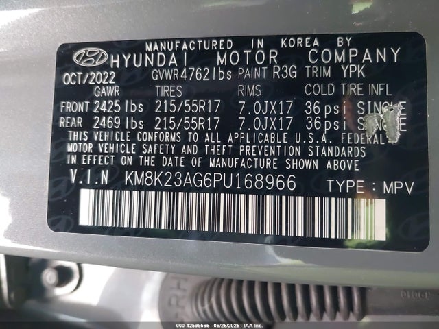 KM8K23AG6PU168966 Hyundai 2023