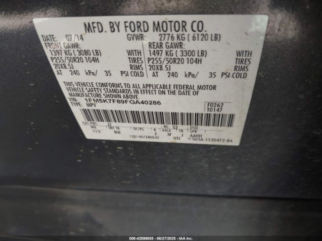 1FM5K7F89FGA40286 Ford 2015