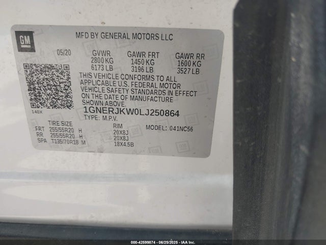1GNERJKW0LJ250864 Chevrolet lfy - spark ignited direct injection, atss, gen 1