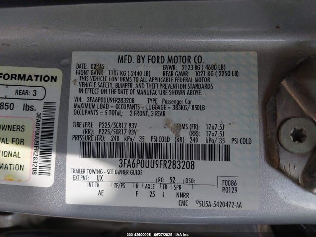 3FA6P0UU9FR283208 Ford 2015