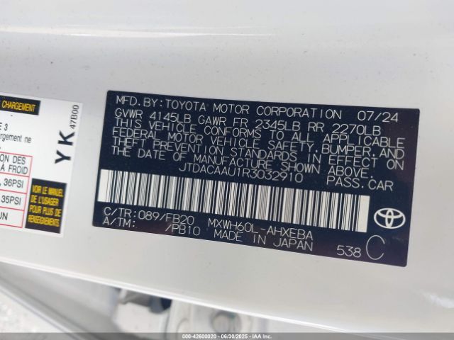 JTDACAAU1R3032910 Toyota m20a-fxs