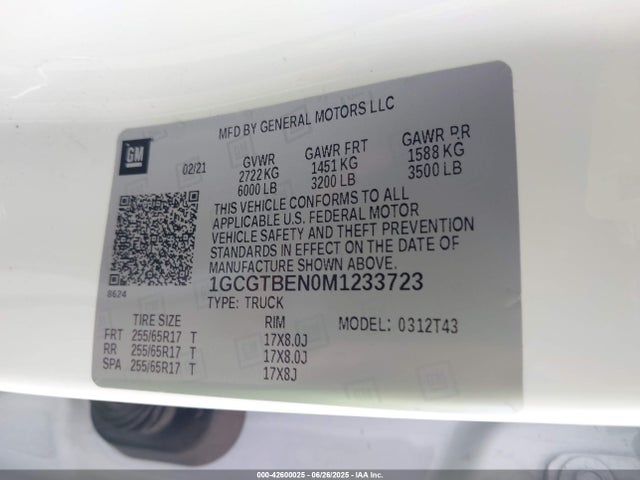 1GCGTBEN0M1233723 Chevrolet lgz - di, vvt, alum, var2, gen 2
