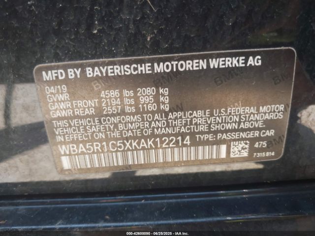 2019 BMW 330I WBA5R1C5XKAK12214 Photo 8