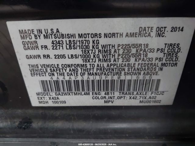 2015 MITSUBISHI OUTLANDER SPORT 4A4AP3AU9FE011666 Photo 8
