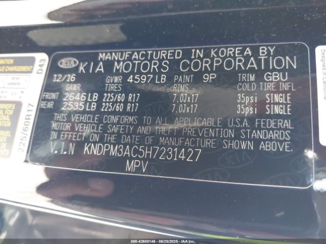 2017 KIA SPORTAGE KNDPM3AC5H7231427 Photo 8