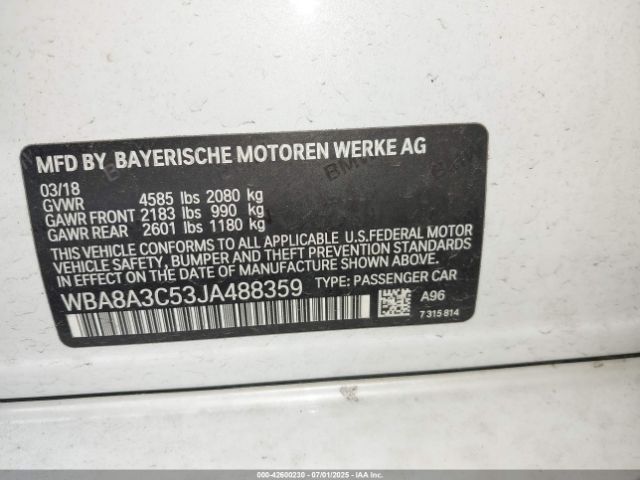 2018 BMW 320I WBA8A3C53JA488359 Photo 8