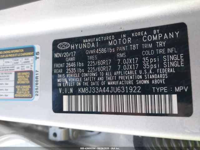 2018 HYUNDAI TUCSON KM8J33A44JU631922 Photo 8