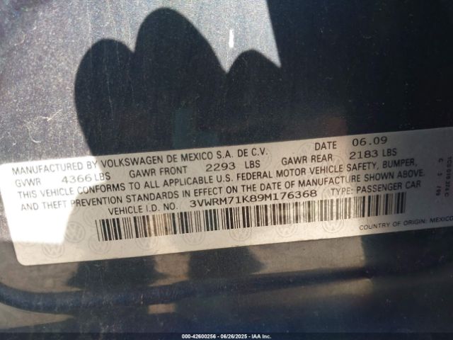 2009 VOLKSWAGEN JETTA 3VWRM71K89M176368 Photo 8
