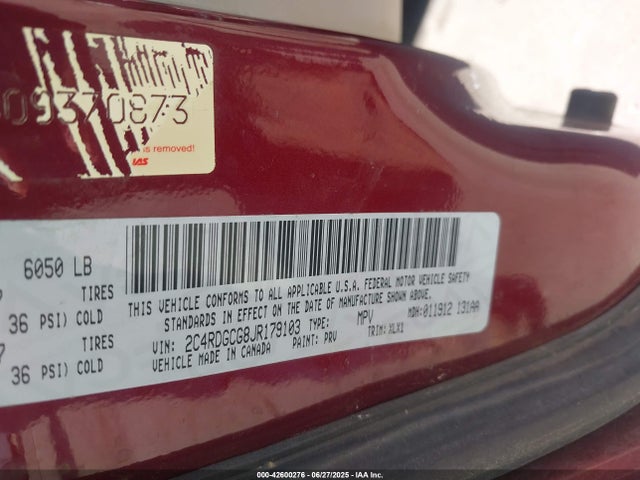 2C4RDGCG8JR179103 Dodge 2018
