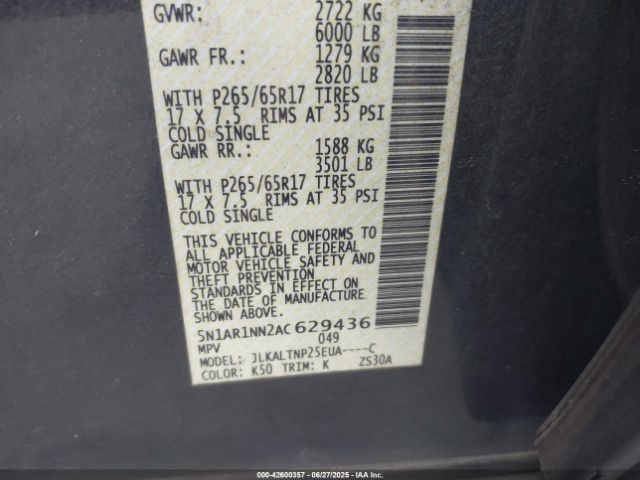 2010 NISSAN PATHFINDER 5N1AR1NN2AC629436 Photo 8
