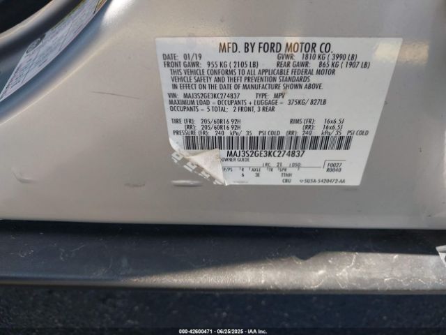 2019 FORD ECOSPORT MAJ3S2GE3KC274837 Photo 8
