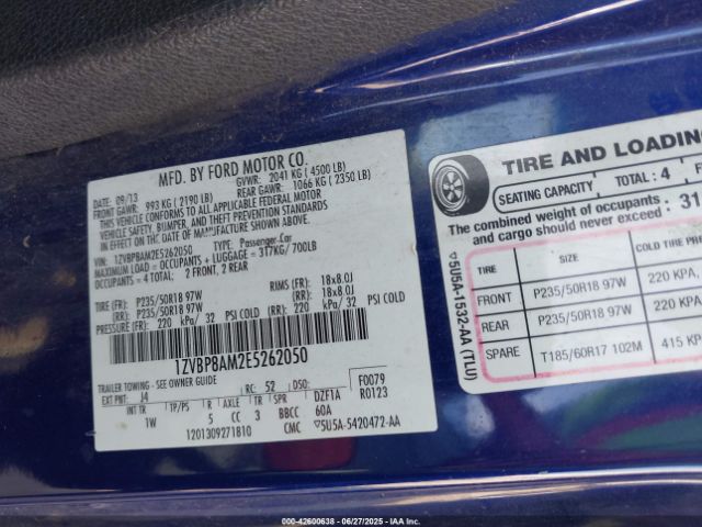 2014 FORD MUSTANG 1ZVBP8AM2E5262050 Photo 8