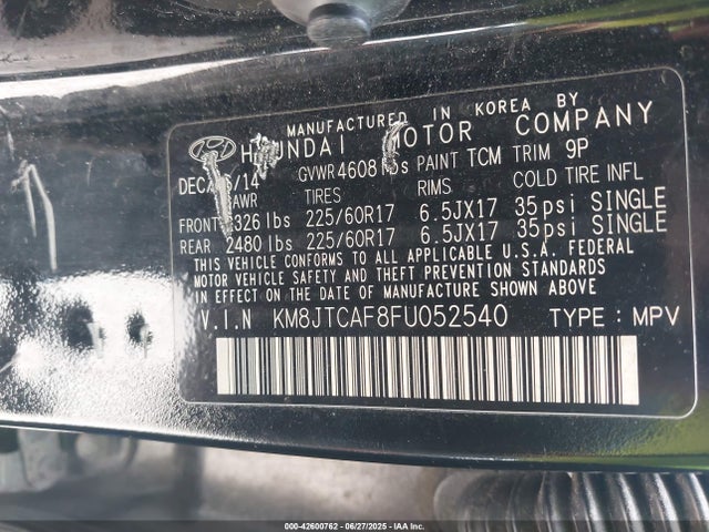 KM8JTCAF8FU052540 Hyundai dohc gdi nu
