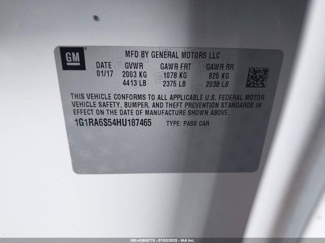 1G1RA6S54HU187465 Chevrolet l3a - di: direct injectio, vvt: variable valve timing, hybrid, gen 1