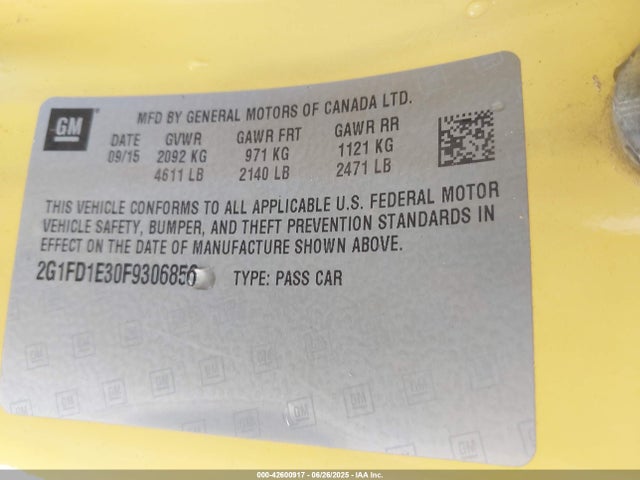 Chevrolet lfx 2015 2G1FD1E30F9306856 Image 9