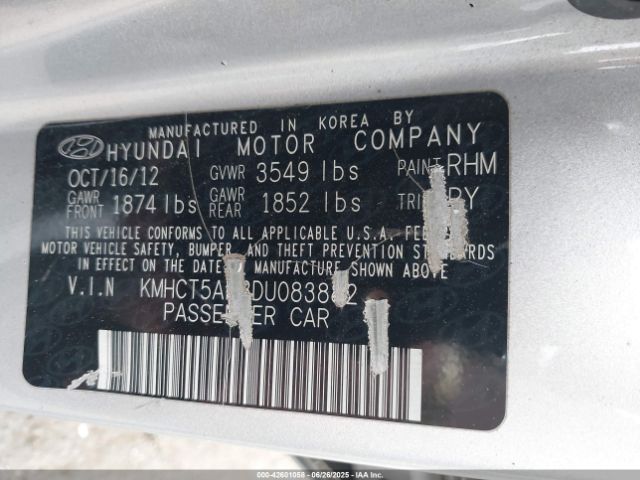 2013 HYUNDAI ACCENT KMHCT5AE3DU083882 Photo 8