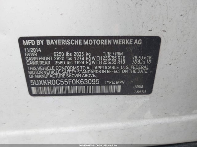 BMW X5 2015 5UXKR0C55F0K63095 Image 9