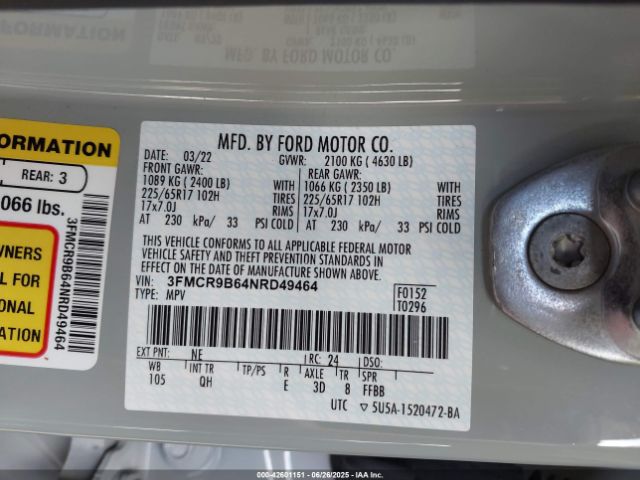 2022 FORD BRONCO SPORT 3FMCR9B64NRD49464 Photo 8