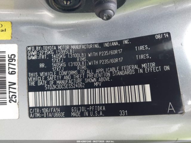 2014 TOYOTA SIENNA 5TDZK3DC5ES524062 Photo 8