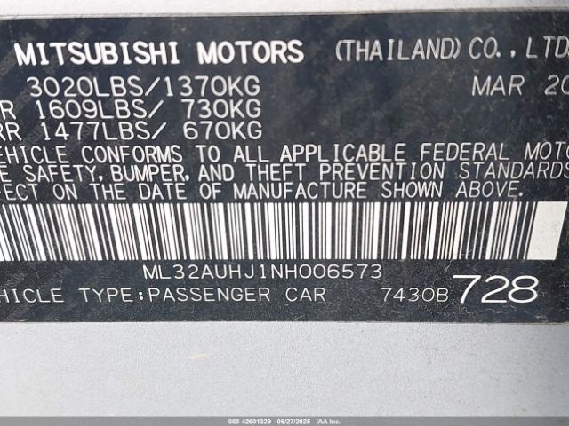 2022 MITSUBISHI MIRAGE ML32AUHJ1NH006573 Photo 8
