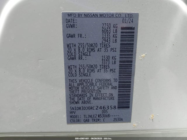 Nissan Pathfinder 2024 5N1DR3DJ6RC246358 Image 9