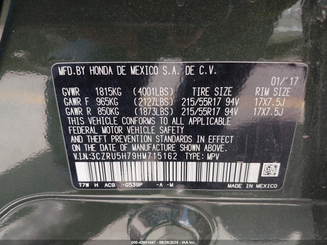 3CZRU5H79HM715162 Honda r18z9