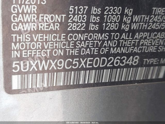 2014 BMW X3 5UXWX9C5XE0D26348 Photo 8