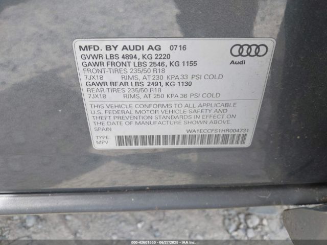 2017 AUDI Q3 WA1ECCFS1HR004731 Photo 8