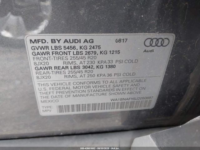 2018 AUDI Q5 WA1BNAFY6J2050897 Photo 8