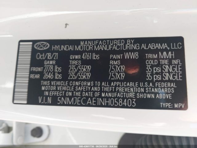 2022 HYUNDAI TUCSON 5NMJECAE1NH058403 Photo 8