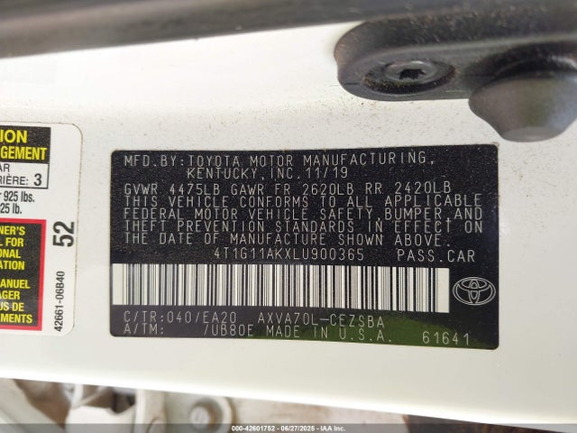 4T1G11AKXLU900365 Toyota a25a-fks