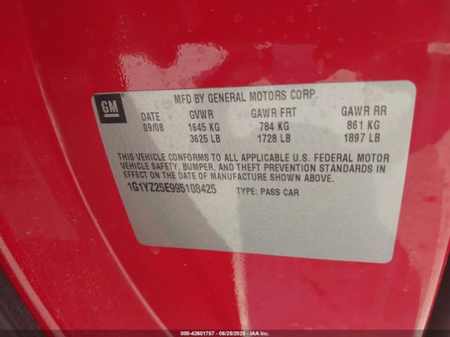 2009 CHEVROLET CORVETTE 1G1YZ25E995108425 Photo 8
