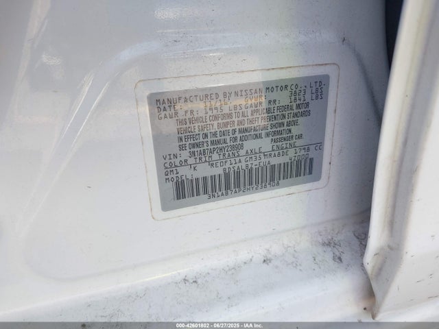 Aukcja sprzedaży 2017 Nissan Sentra S, vin: 3N1AB7AP2HY238908, numer aukcji: 42601802