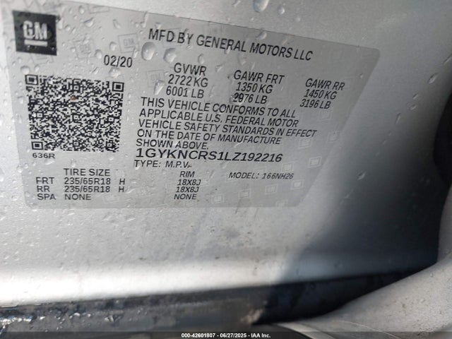 2020 CADILLAC XT5 1GYKNCRS1LZ192216 Photo 8