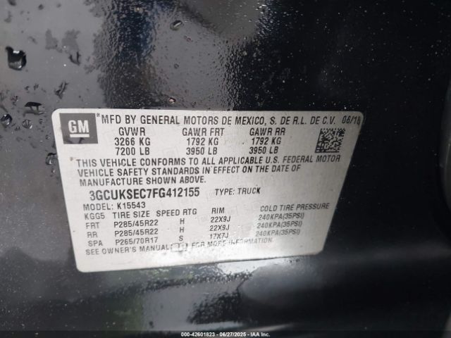 2015 CHEVROLET SILVERADO 1500 3GCUKSEC7FG412155 Photo 8