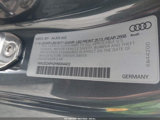 2017 AUDI A5 WAUD2AFH2HN004402 Photo 8