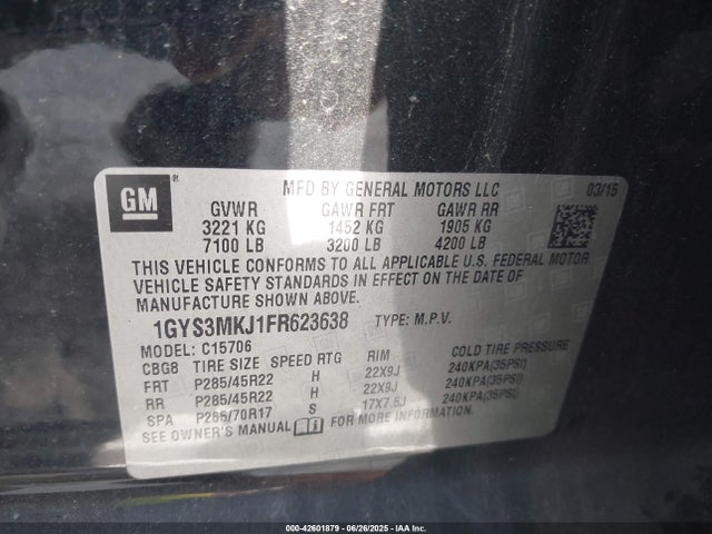 2015 CADILLAC ESCALADE 1GYS3MKJ1FR623638 Photo 8