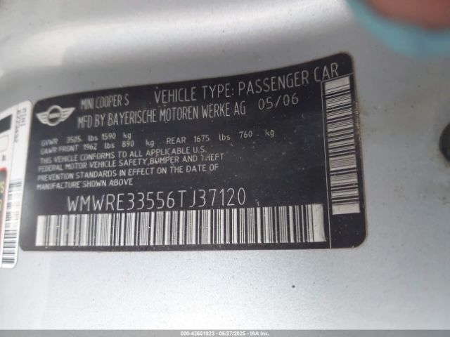 2006 MINI COOPER S WMWRE33556TJ37120 Photo 8