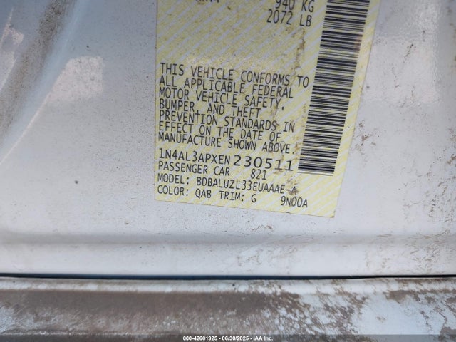 1N4AL3APXEN230511 Nissan 2014
