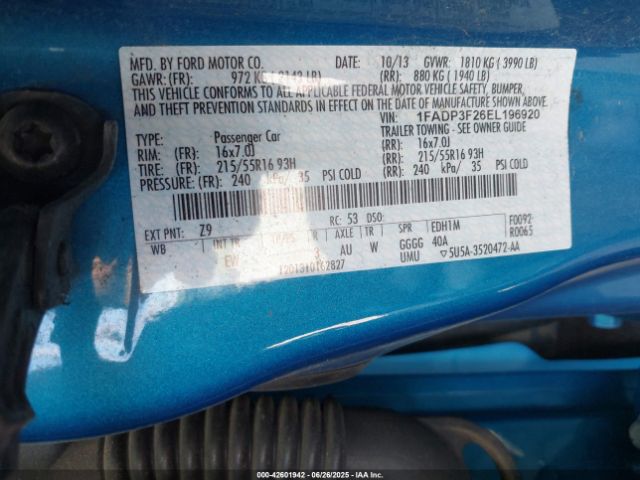 1FADP3F26EL196920 Ford 2014