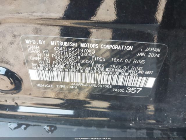 2024 MITSUBISHI OUTLANDER SPORT JA4ARUAUXRU007668 Photo 8