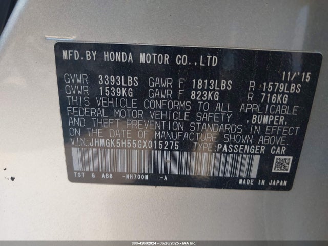 JHMGK5H55GX015275 Honda l15b1
