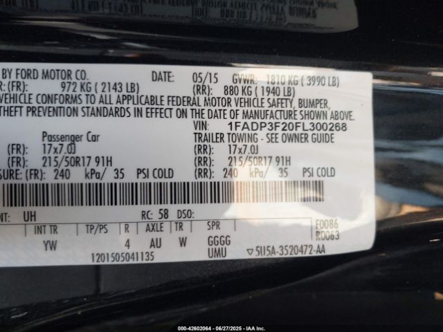 2015 FORD FOCUS 1FADP3F20FL300268 Photo 8
