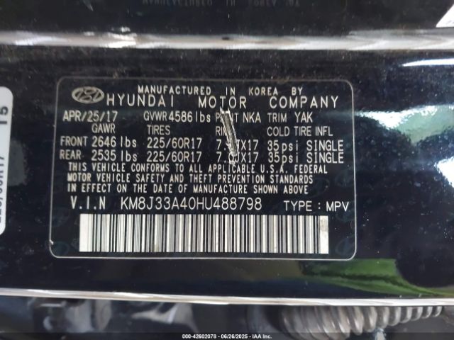 2017 HYUNDAI TUCSON KM8J33A40HU488798 Photo 8