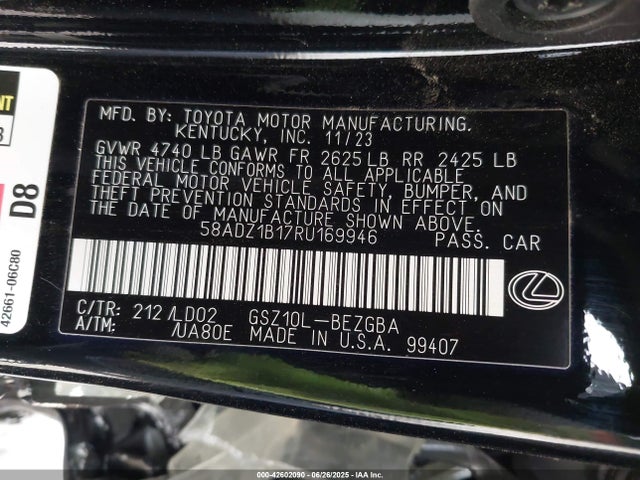 58ADZ1B17RU169946 Lexus 2gr-fks