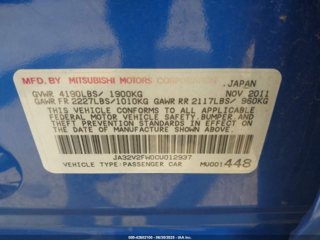 2012 MITSUBISHI LANCER JA32V2FW0CU012937 Photo 8