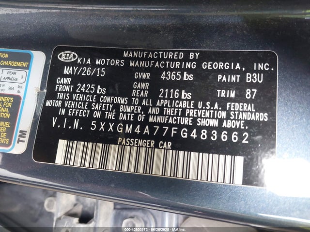 5XXGM4A77FG483662 KIA dohc gdi theta ii
